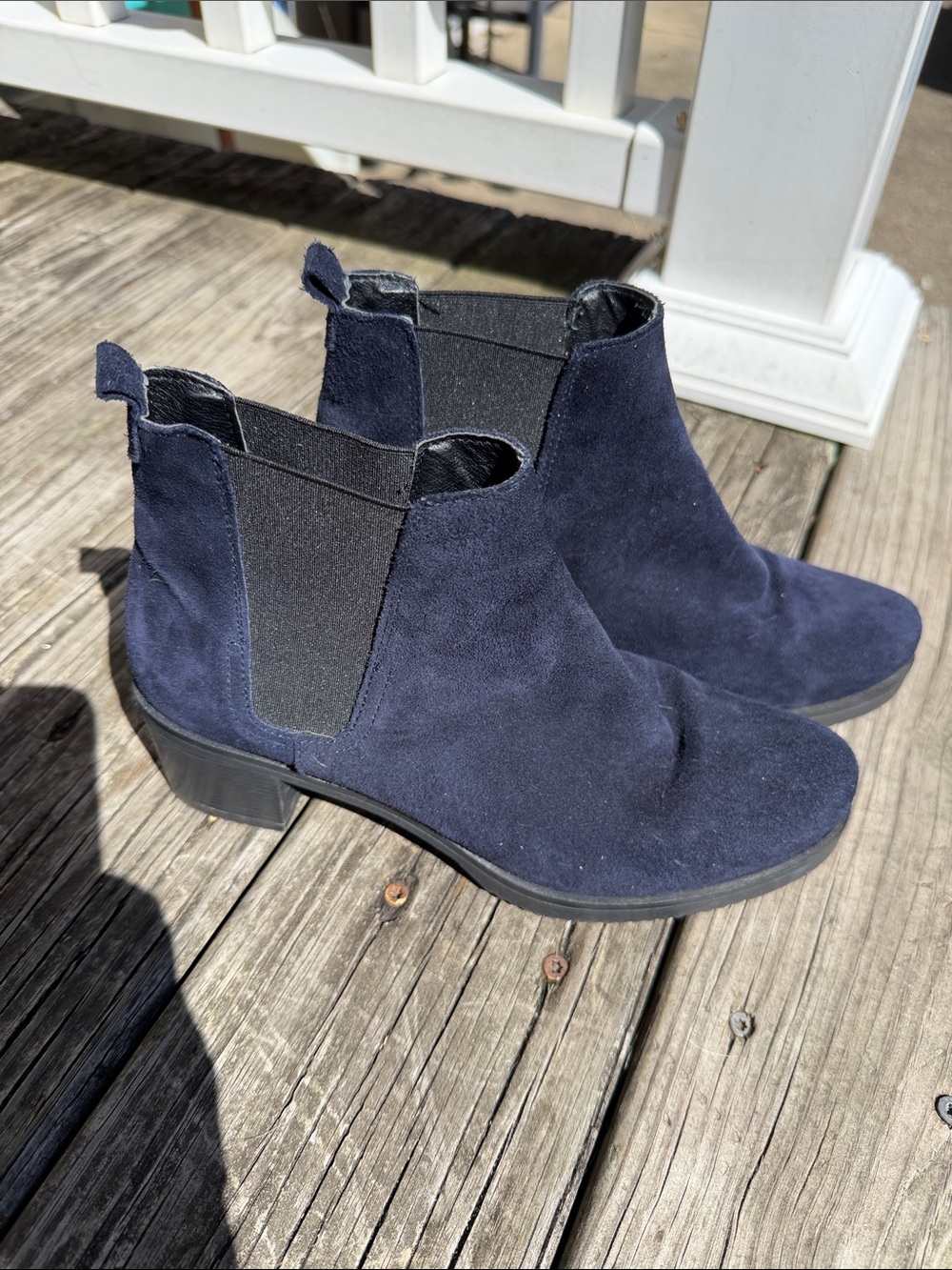 Women's Navy Suede Chelsea Ankle Boots